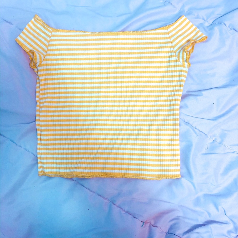 Yellow off shoulder crop top